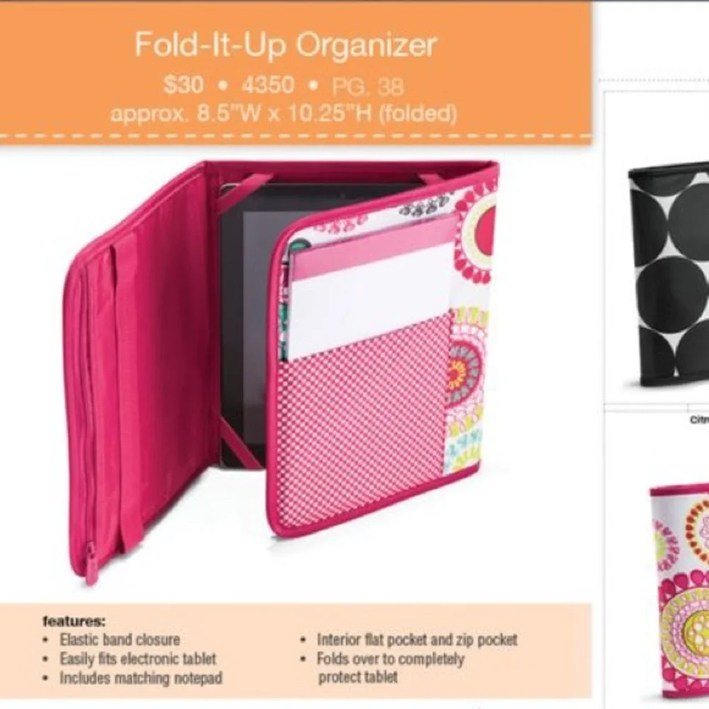 Thirty One Fold it Up Organizer Navy Wave Paper Notebook Holder Stationery